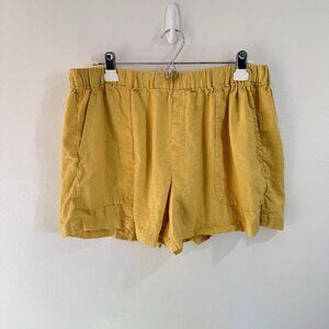 Banana Republic Shorts L Linen Blend Mustard Yellow Pull On Pockets Lagen Beachy